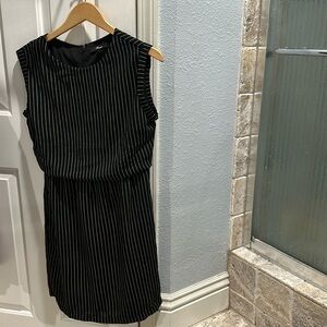 Striped pattern formal black dress